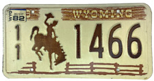 Wyoming 1982 Auto License Plate Vintage Park Co Man Cave Wall Decor Collectors picture
