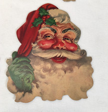 Vintage 1930s Dennison USA Santa Claus Face Die Cut Wall Hanging picture
