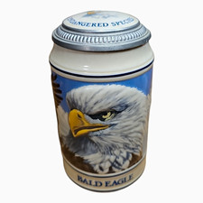 1989 Vintage Budweiser Endangered Species  Stein Bald Eagle Pewter Lid Ceramarte picture
