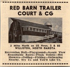 Red Barn Trailer Court & CG Rec Hall Playground Williston ND 1974 Ad TAK7-S9 picture