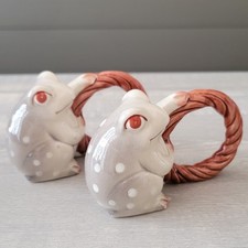 2 Vintage Fitz And Floyd Frog Napkin Rings Made In Japan EUC picture
