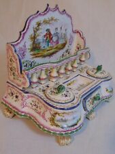 19th C  French Veuve Perrin Faience Inkwell Balcony Courting Couple picture