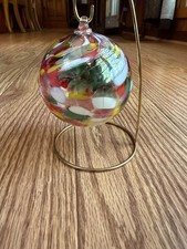 HAND BLOWN HEAVY MULTICOLORED SWIRL GLASS ORNAMENT HANDCRAFTED IN POLAND picture