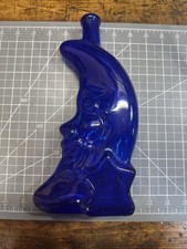 vintage cobalt blue glass bottle Moon And Star  picture