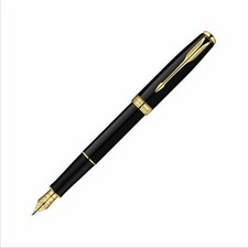 Good Black/Gold Clip Parker Sonnet Series Fine (F) Nib Fountain Pen No Box picture