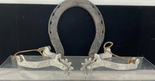 Vintage Oscar Crockett Cast Aluminum Western Cowboy spurs 1930's 1940's Signed picture