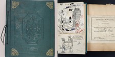 1920s antique JOHN GERFIN batavia ny SCRAPBOOK w original ART SKETCHES NEWS etc picture