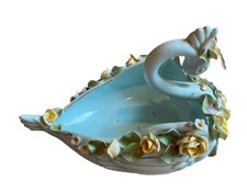 VINTAGE CERAMIC Blue SWAN PLANTER WILDWOOD CERAMICS PASADENA CALIFORNIA MCM USA picture