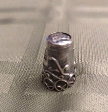 Vintage Heavily Patterned Scene Design THIMBLE Sterling Silver picture