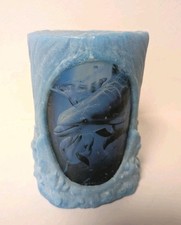 Vintage Christian Riese Lassen Blues Dolphin 'Glowing Art' 1990s Pillar Candle picture