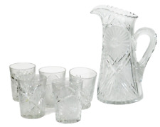 COMET IN THE STARS Water Pitcher Set with 5 Glass Tumblers PINWHEEL picture