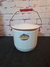 Vintage Federal Enamel Diaper Pail Pot w/Label,Red Wooden Handle Pittsburgh, USA picture