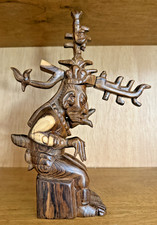 Vintage Hand Carved Mayan Paddler God Wood ITZAMNA picture