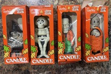 VINTAGE GURLEY GLOW IN THE DARK HALLOWEEN SET Of 4 Candles In Boxes-Made in USA picture