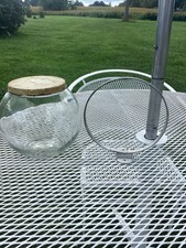Vintage Hoosier Cabinet Sugar Jar Strange Cookie Pattern With Metal Bracket picture