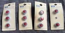 BGE Vintage Buttons 4 Cards 11 Buttons Shank Blue Red Apples Made in Japan picture