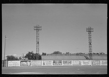 Photo:Signs and lighting standards at baseball park, Saint Paul, Minnesota picture