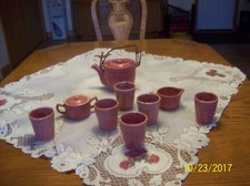 Tea Set Mauve Earthenware Pottery Set 9 Pieces  Made In Japan Marked TT Takito  picture
