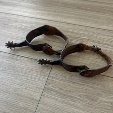 Antique 1920s-40s Cowboy Spurs Leather Straps North & Judd Anchor Hardware picture