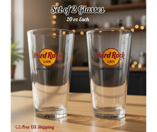 Hard Rock Cafe Clear Pilsner Beer Glass San Francisco 20 oz Set of 2 picture