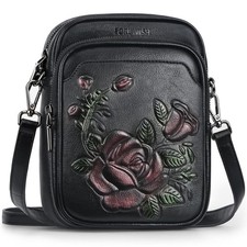Small Crossbody Bags for Women RFID Leather Cell Phone Purse Black picture