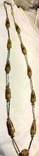 Vintage Venetian Yellow Fancy Glass Beads Beaded Necklace picture