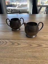 Antique 20’s/30’s Crescent Brass & Iron Co. Pewter Cream & Sugar Set Style 1631 picture