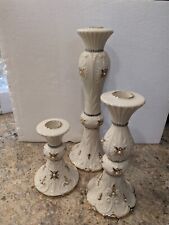 NEW In Box Lennox Florentine & Pearl Statement Candlesticks Set of 3 picture