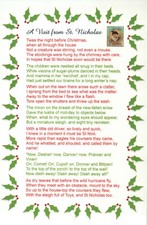 A Visit from St Nicholas Poem, Saint Nick, Twas the Night Before Christmas, Card picture