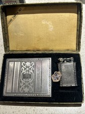 Vintage Evans Cigarette Case Lighter Combo Art Deco 1930s 40s picture