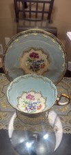 Vintage Aynsley Aqua Blue Fine Bone China Teacup And Saucer Set Made In England picture