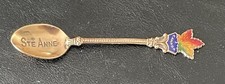 Vintage COPPER/BRASS (RARE?) STE ANNE CANADA SOUVENIR SPOON Enameled Maple Leaf picture