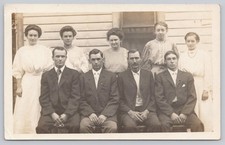 RPPC Large Family Group Portrait Photo Postcard AZO 1900s Fashion Antique picture