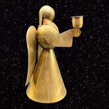 Vintage Brass Metal Mid Century Angel Candle Holder Made In Hong Kong 9”T 4.5”W picture