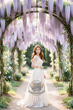 Beautiful Korean Victorian Tea Garden Soir Woman Lace Dress 4X6 Fantasy Photo picture