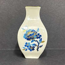 Vintage Lenox Pagoda Small Vase Blue Gold Flowers Cream Made in USA picture