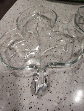 Vintage Clear Glass Leaf Candy Dish Plate U689 picture