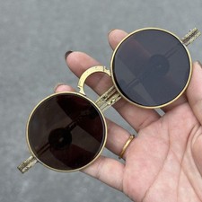 Vintage Punk Solid Copper Frame Crystal Stone Round Sunglasses Eyewear picture