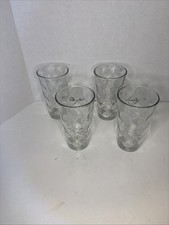 Anchor Hocking Coin Polka Dot Thumbprint Glass Tumblers Set of 4 picture
