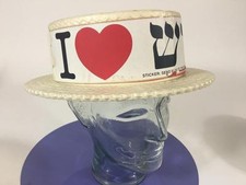 Polticial Vtg Memorabilia  Boater Hat I Love Yiddish Workmens Circle NYC Hebrew picture