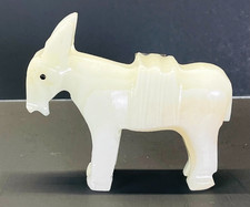 Carved White Onyx Alabaster Stone Marble 5” Donkey Caramel Mule Burro Figurine picture