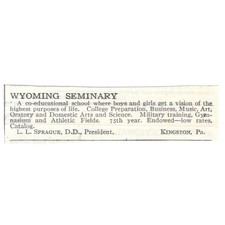 Wyoming Seminary L.L. Sprague Kingston PA c1918 Original Advertisement AE5-SA9 picture