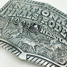 Vtg RODEO Belt Buckle NFR AGCO ‘99 Hesston National Finals Wester Series Limited picture