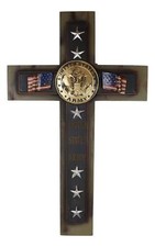 Large Patriotic USA Military United States Army Medallion Flags Stars Wall Cross picture