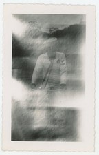 Double Exposure Ghostly Navy Sailor Bicycle Blurry Vintage Photo 1940s picture