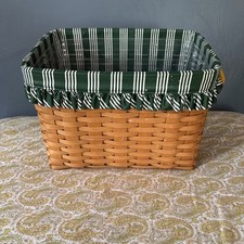 NICE Longaberger Newspaper Basket Divided Protector and Greeb Stripe Liner  picture