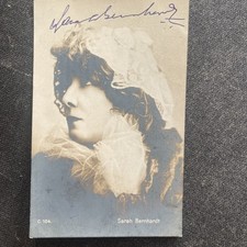 Vintage Sarah Bernhardt Cinema Postcard Autograph Signature Dedication picture