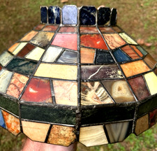 1930s Leaded Slag Glass Tiffany Style Hanging Lamp Shade Handmade Arts & Crafts picture