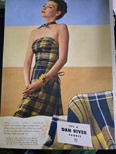 1946 Womens Dan River Mills Plaid Strapless dress vintage Fashion ad picture
