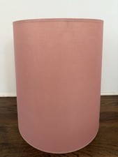 Vintage 1970’s Salmon Pink Linen Fabric Drum Lamp Shade 18”x16” picture